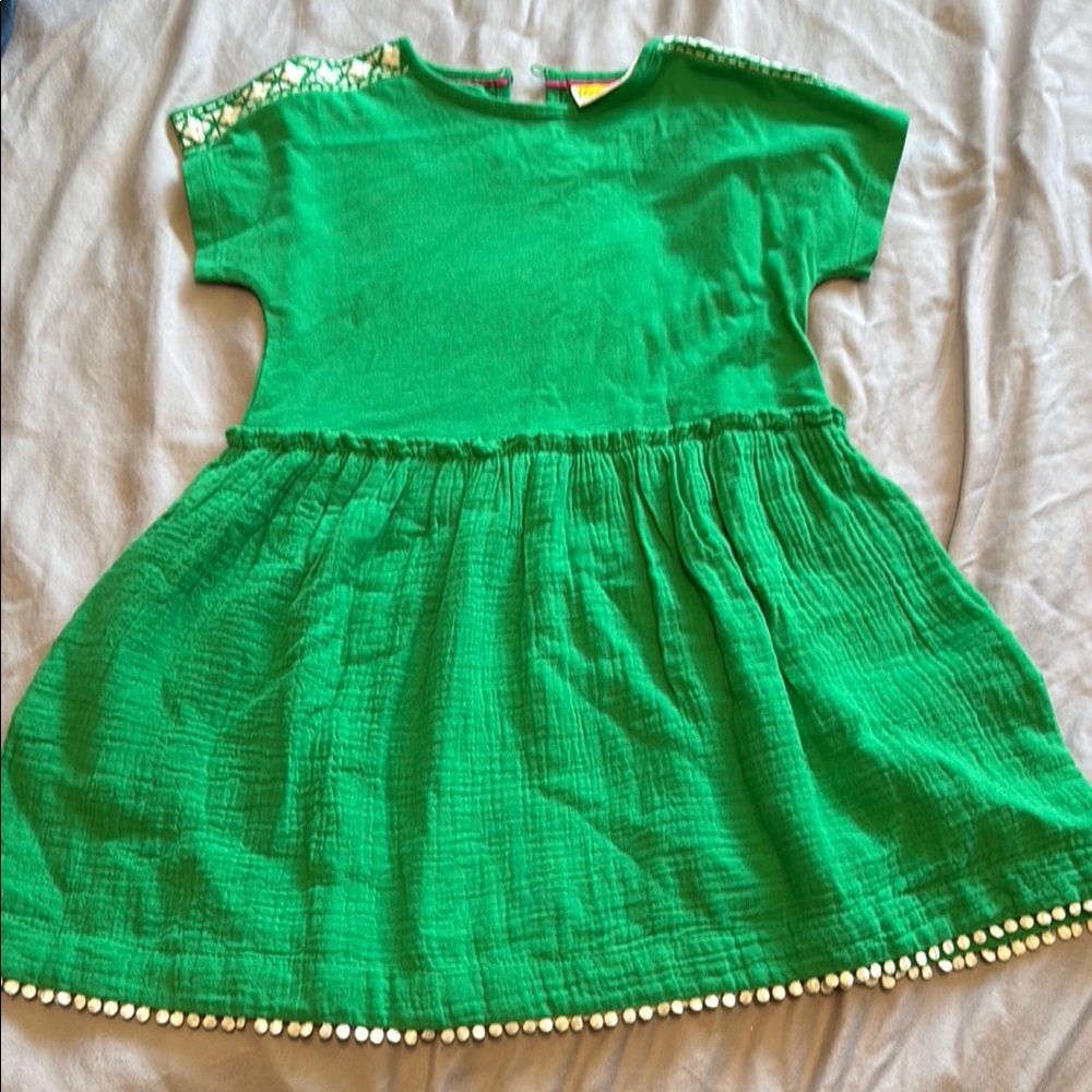 Mini Boden - Size 7-8Y - Green Embroidered Girls Dress